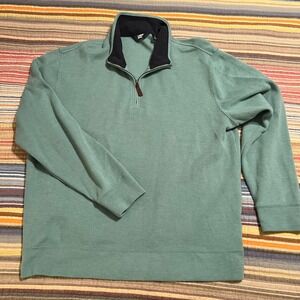 Lands End Mens Light Green Quarter Zip‎ Sweatshirt Pullover Size L
